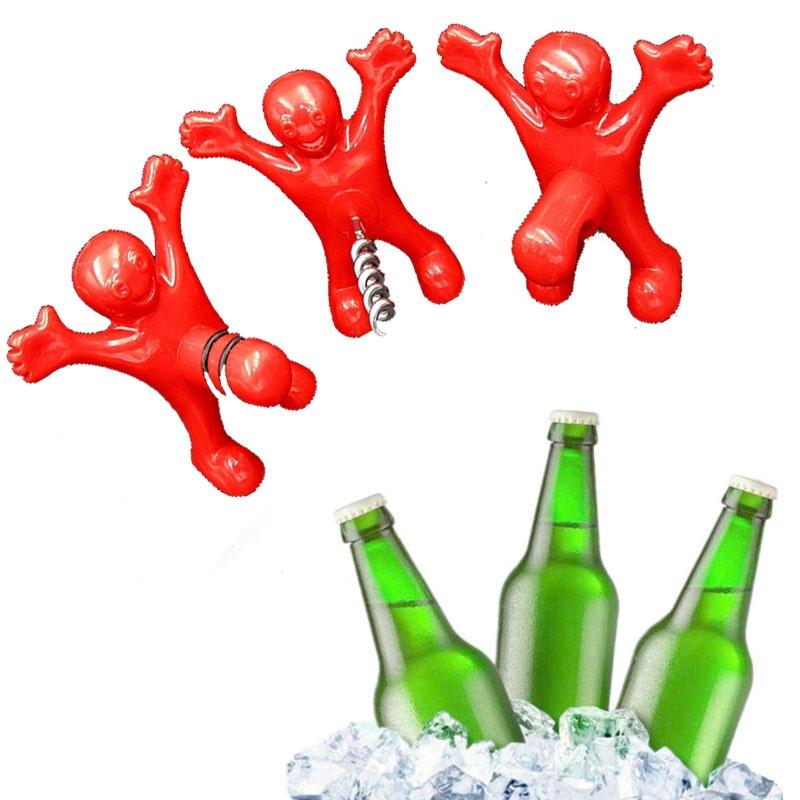 Kitchen Bar Red Fun Happy Man Wine Beer Soda Bottle Novelty Opener Stopper