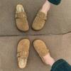 Thick-soled fluffy Birkenstock half-slippers, winter new one-pedal lazy shoes, velvet cotton slippers