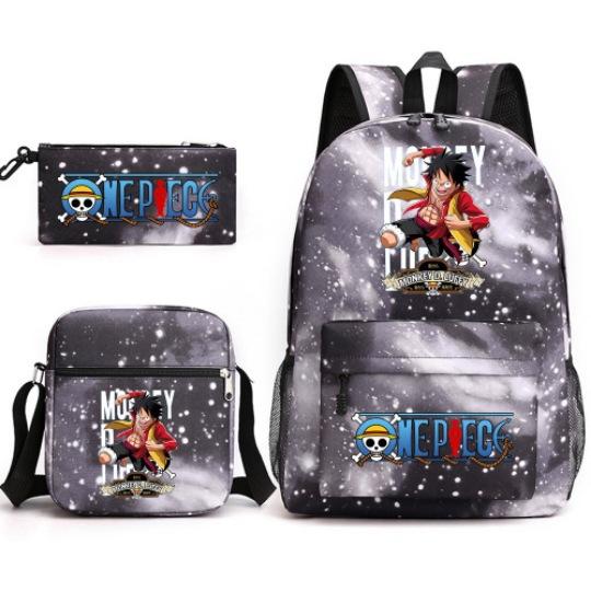 Riman One Piece Backpack 3-Piece Set, Boys And Girls Laptop, Youth Schoolbag, Messenger Bag, Pencil Bag.