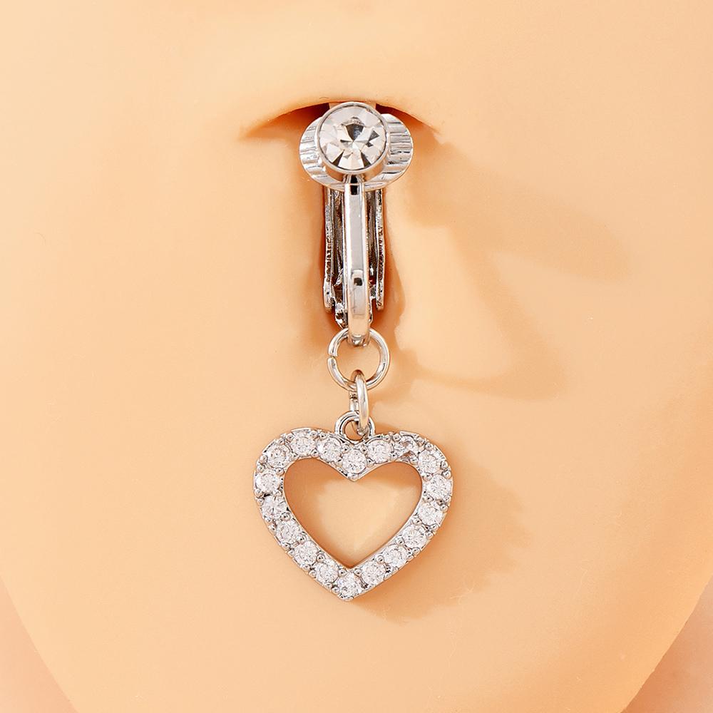 1pc Non-piercing Faux Fake Belly Ring Heart Butterfly Belly Button Piercing Clip on Umbilical Navel Rings Cartilage Clip Jewelry Heart&Navel & Bell Button Rings&body