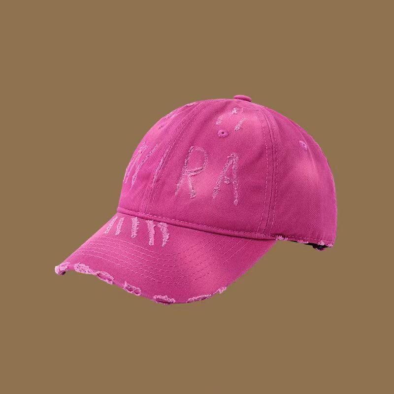 

American washed hole baseball cap big head circumference personalized broken edge grinding cap men s and women s versatile sun hat One size