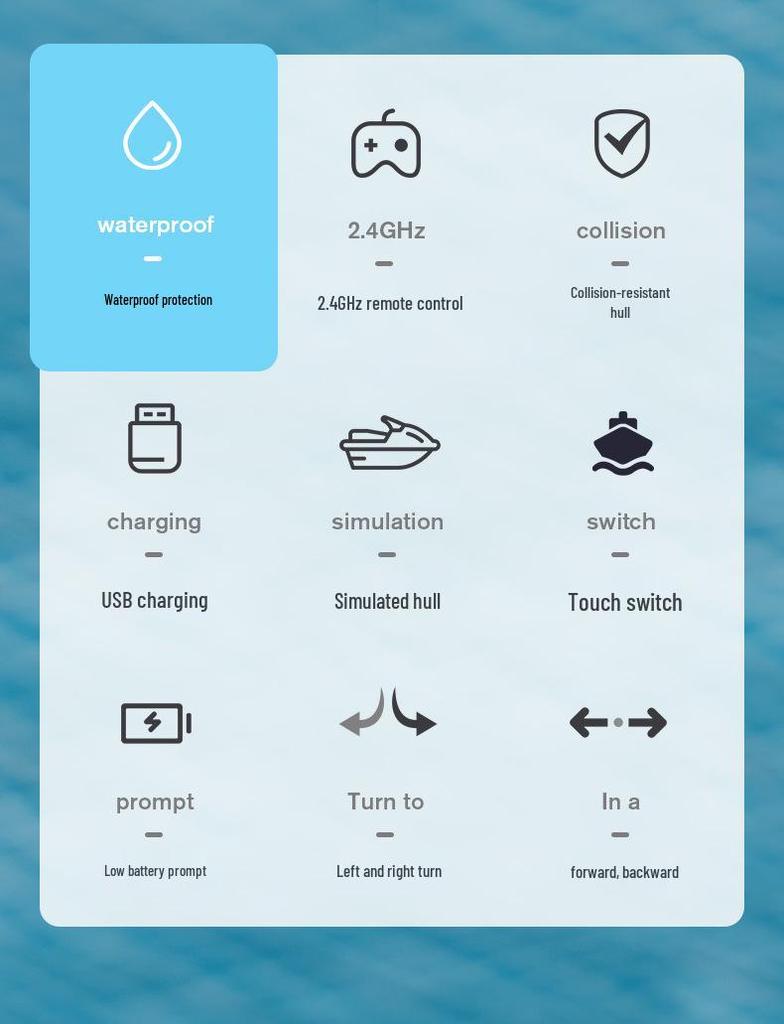 High-Speed Remote Control Waterproof Speedboat Toy for Kids