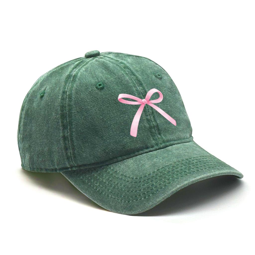 Rosa Schleife Verstellbare Snapback Baseballkappe Gewaschene Baumwollkappe Für Mann Vintage Unelastisch Sonnenhut Perfekt Für Outdoor-Sportarten