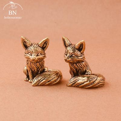 Antikk bronse Kjærlighet Søt rev Miniatyrfigurer Skrivebordsornament Dekorasjoner Tilbehør Kobber Dyreskulptur Hjemmeinnredning Håndverk