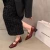 Thick heel red Mary Jane small leather shoes women's shoes early spring new retro temperament shoes