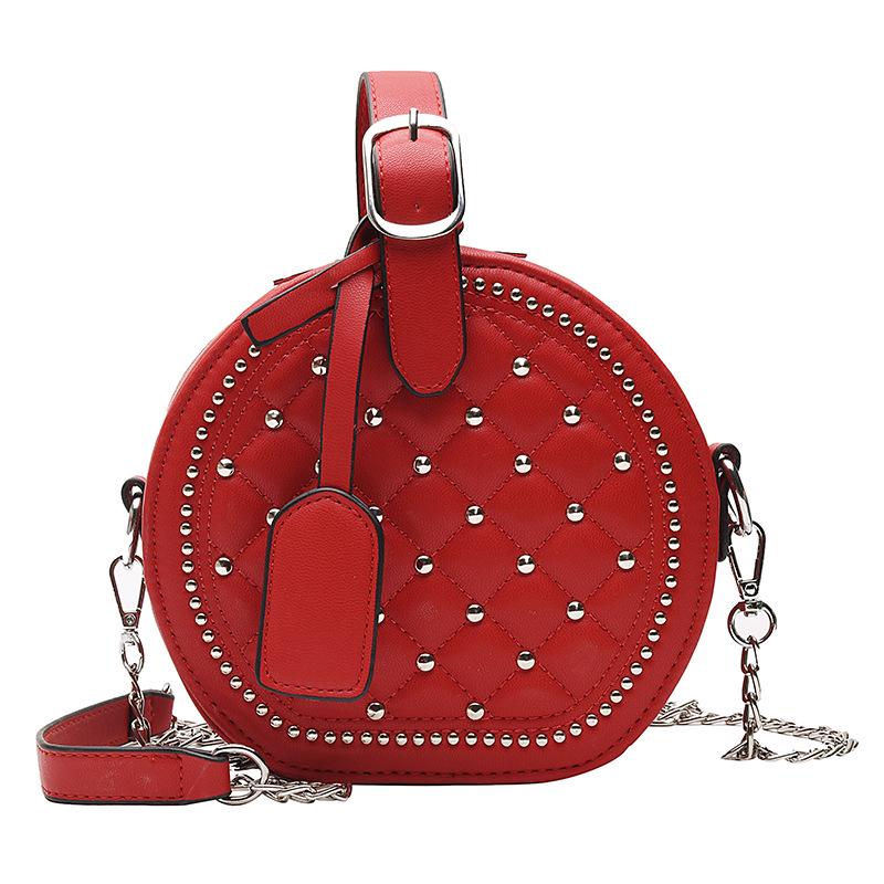 Bag 2019 Women's Bag Diamond Rivet Small Round Bag Tide Portable Crossbody Bag Wild Shoulder Bag