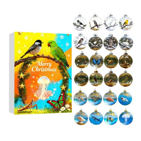 

Yousheng Advent Calendar 2025 24-Day Christmas Countdown Calendar with 24 Animal Ornaments Rustic 2D Acrylic Animal Hanging Decoration for Home Party D
