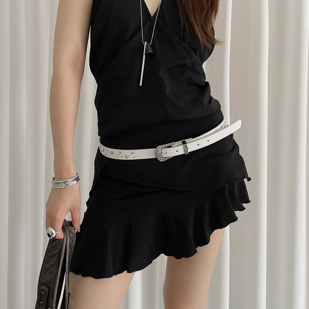 Jeans Decor Y2K Wide Belt Trouser Decoration PU Leather Waistbands Star Rivet Waist Belt  Girls