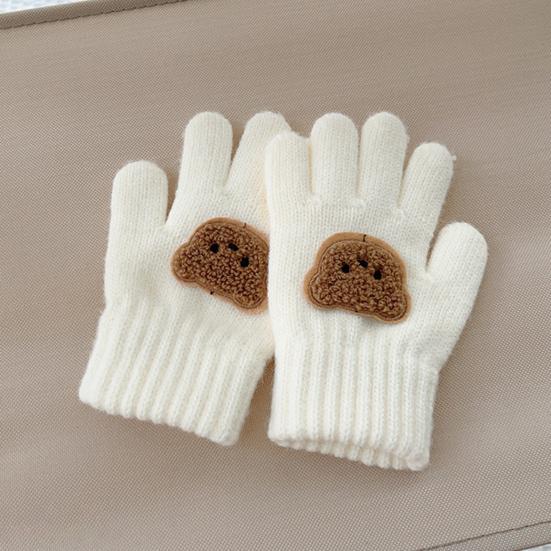 Guantes de Punto para Niños Guantes Elásticos de Dedos Completos Bordado Oso Guantes Cálidos de Invierno para Niños Niñas de 3 a 7 Años Ciclismo Deportes