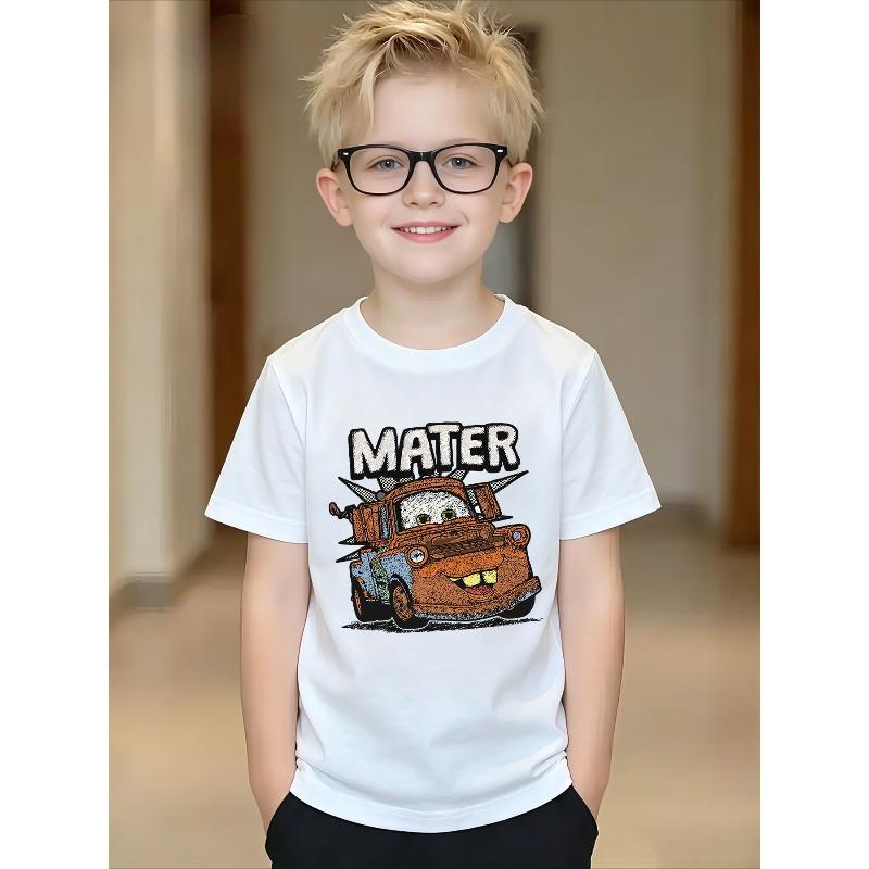 European sizes [Disney-Cars Boys  T-Shirt] Baby Boys  Summer Fashion Cute Versatile T-Shirt Short-Sleeved Top - Trendy Disney-Cars-Mater Cartoon 110