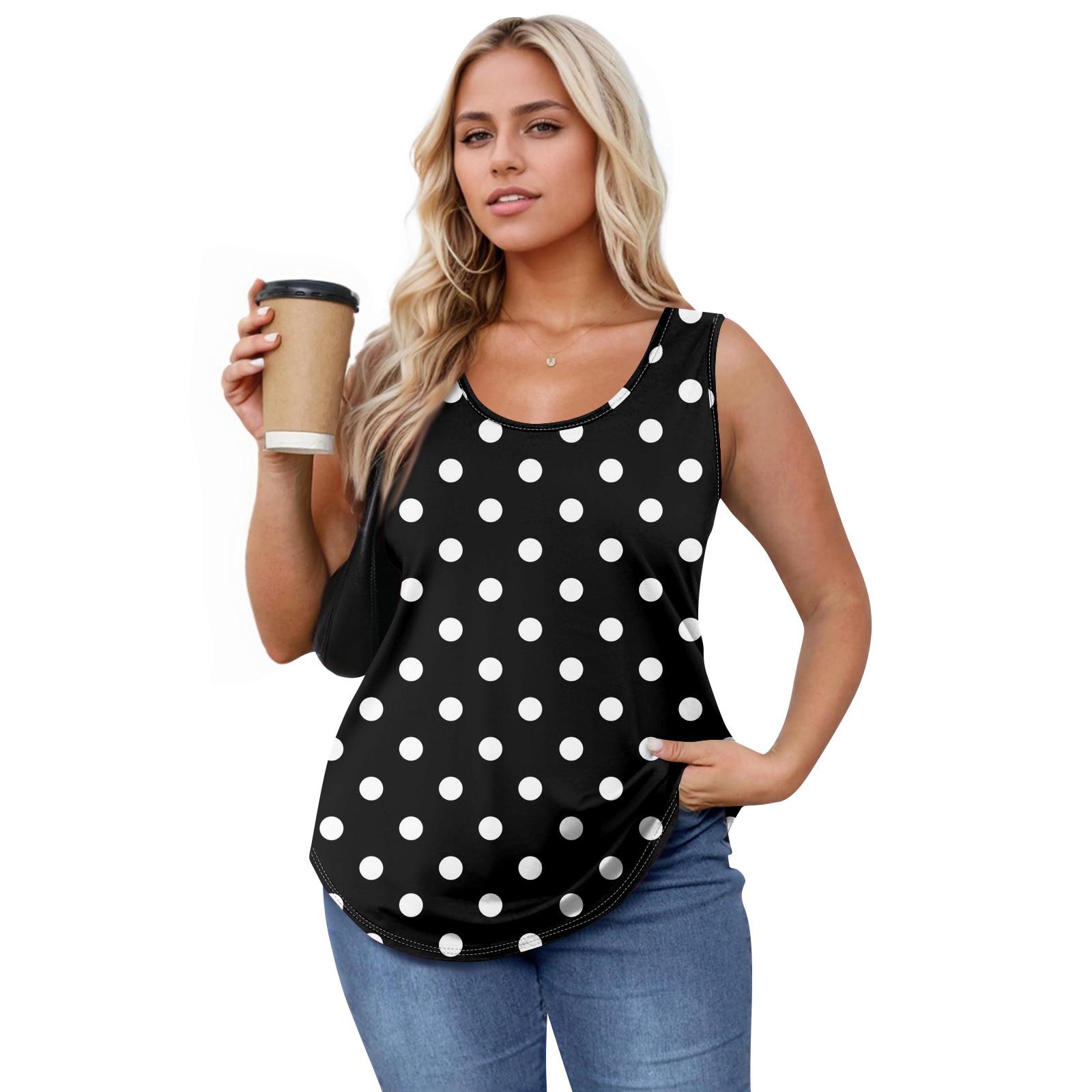 

Женская майка для девочек с принтом, повседневная майка, майки для женщин, свободный крой, топы без рукавов, струящиеся L чёрный