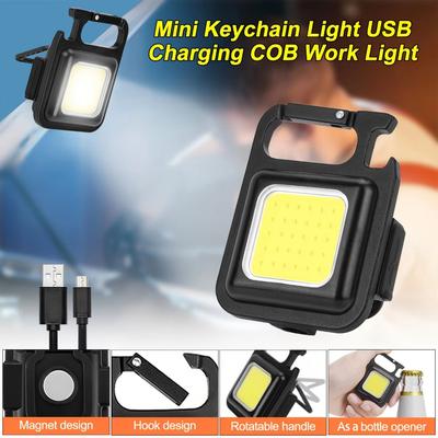 Super Bright MINI COB Keychain Flashlight Charging Lamp Camping Lights with Magnet 3 Lighting Modes for Camping Home