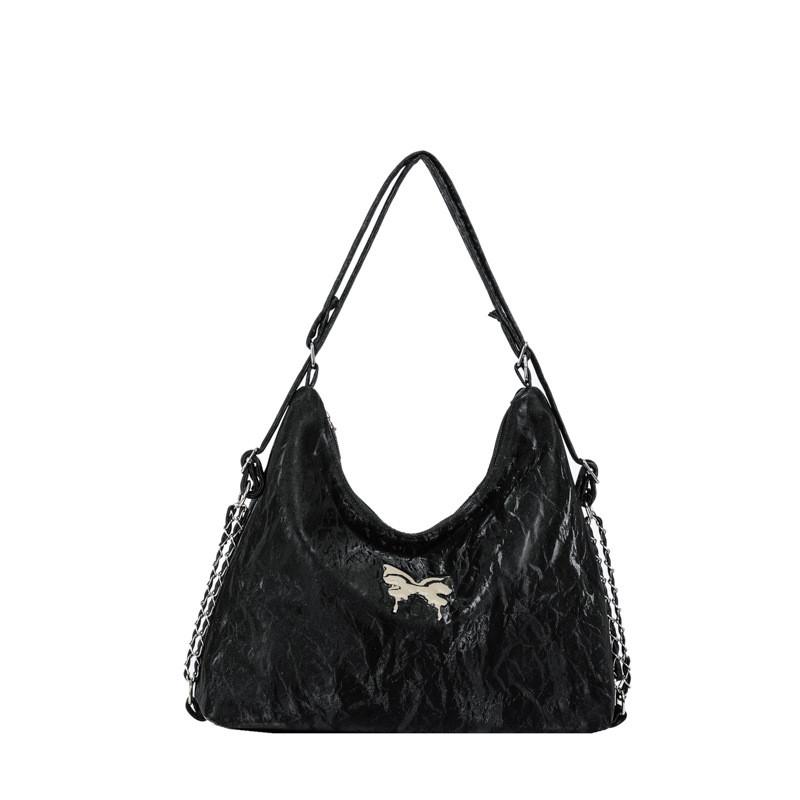 

Casual Silver Butterfly Decoration Small Square Pu Shoulder Bag With Chain Detail For Daily Use чёрный