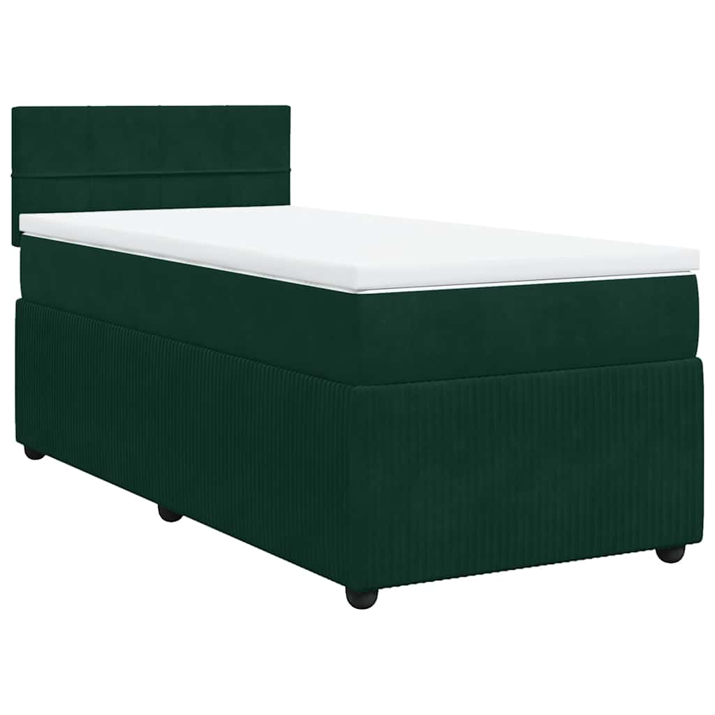Box Spring Bed with Mattress Dark Green 80 x 200 cm Velvet