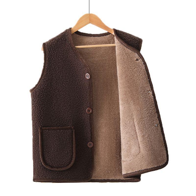 Lamb Coat Vest Women's Waistcoat Autumn and Winter with Fleece Outer Wear Granular Warmth