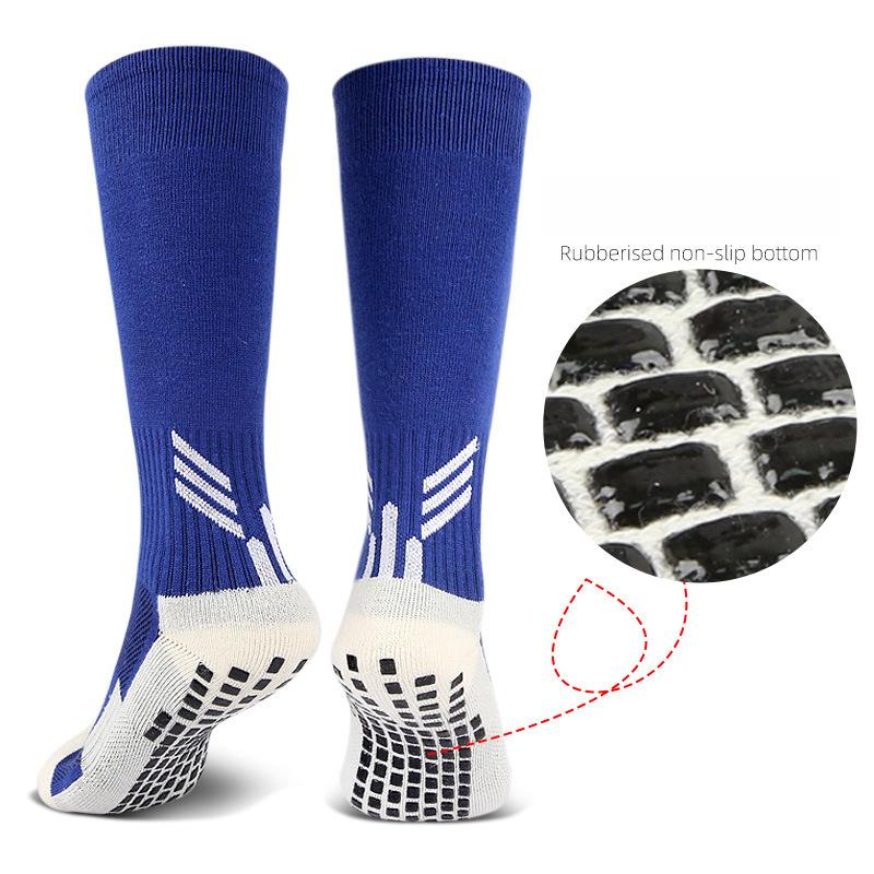 Sportliche lange Fußballsocken, rutschfeste Frotteesohle mit Klebstoffauftrag unten, verdickte Polsterung, Druck, Sport, schweißabsorbierend, hohe Socken