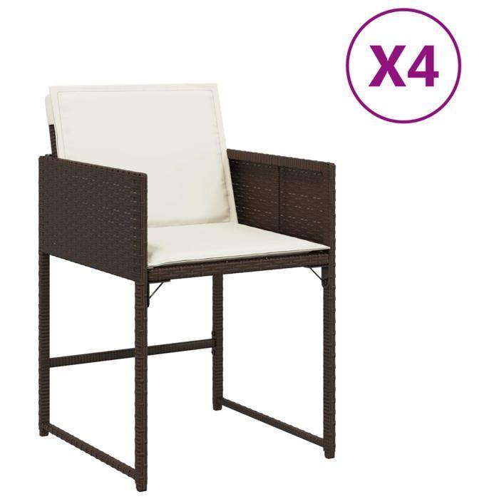 VidaXL Garden Chairs with Cushions Set of 4 Brown Wicker 4007478