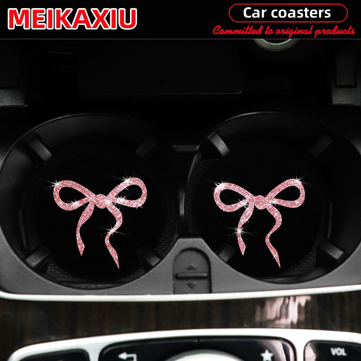 1 pair of new beautiful large bow S sparkling sparkling General Motors water coasters for women s car interiors