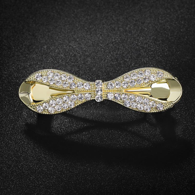 Clip de Primavera de Circonita Blanca Flor de Pedrería Brillante Clip Superior Clip Horizontal Elegante Adorno para el Cabello de Moda para Madres
