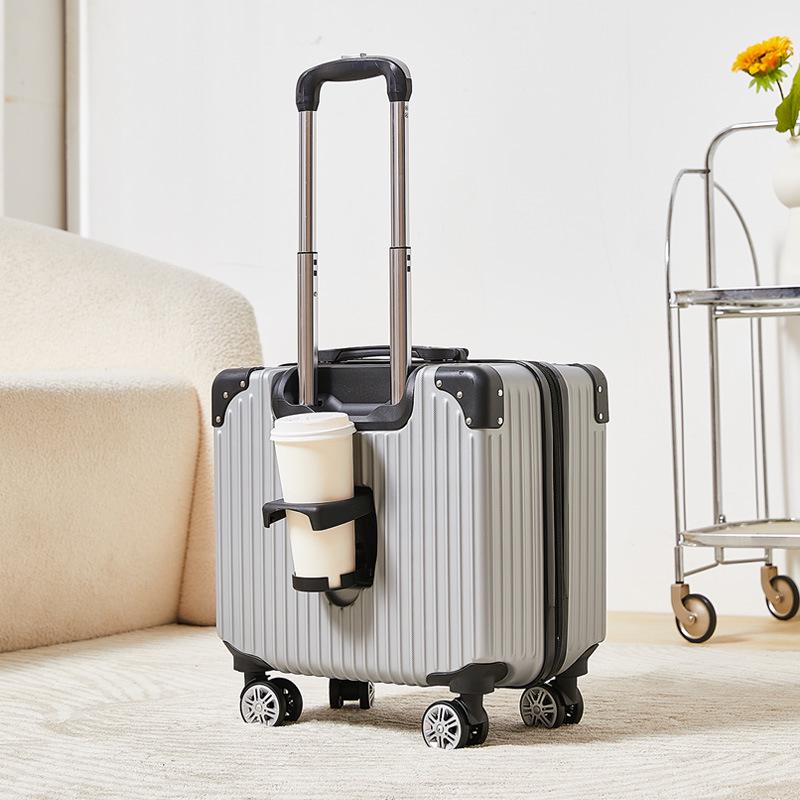 18-Inch Silent Spinner Carry-On Suitcase with Telescopic Handle and Password Lock