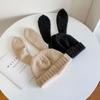 Knitted Women Beanie Hat Solid Color Plush Skull Cap All-match Rabbit Ear Hats  Streetwear