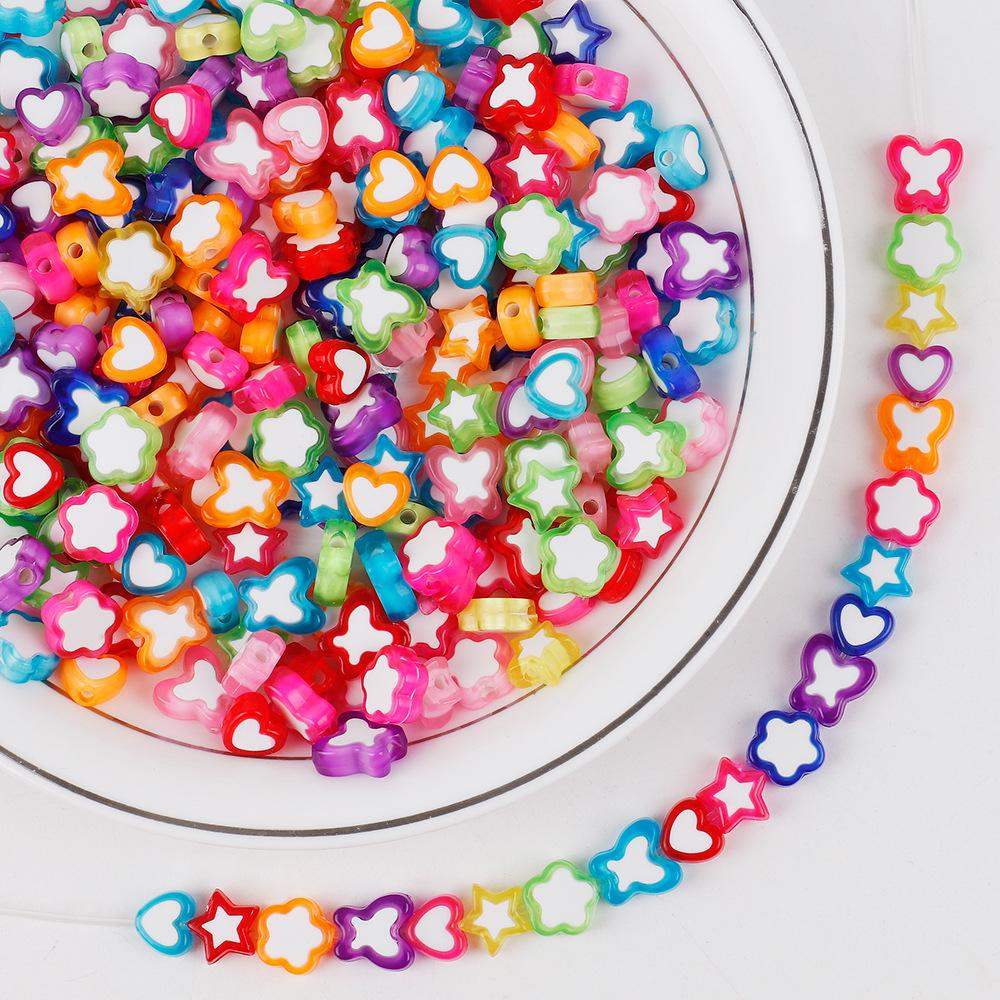 100 bucăți de bijuterii DIY pentru fluture, floare, stea, margele acrilice în vrac, colier, brățară, pandantiv