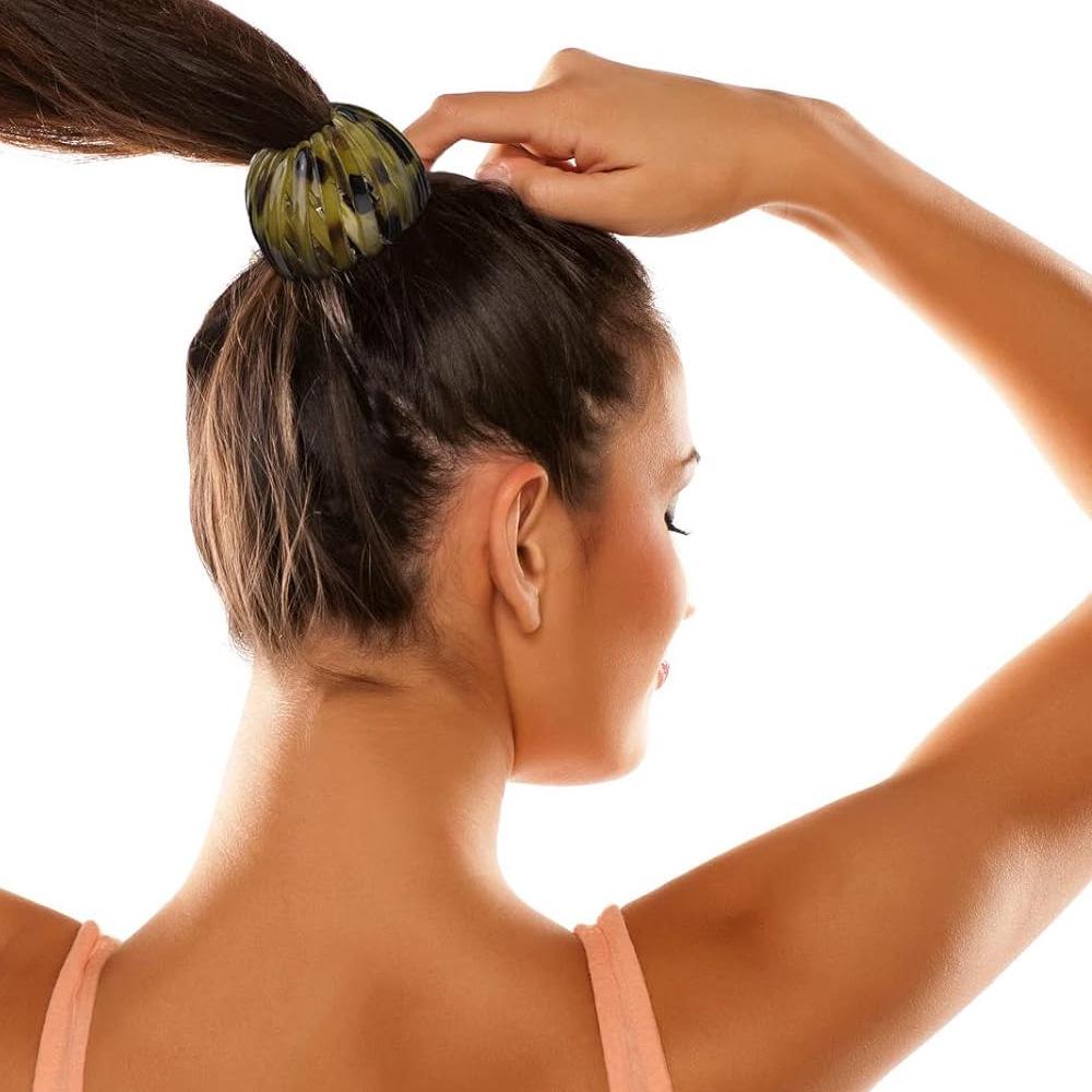 Luipaardprint Vogelnest Haarstyler: Veelzijdige Haarklem & Paardenstaart Elastiek