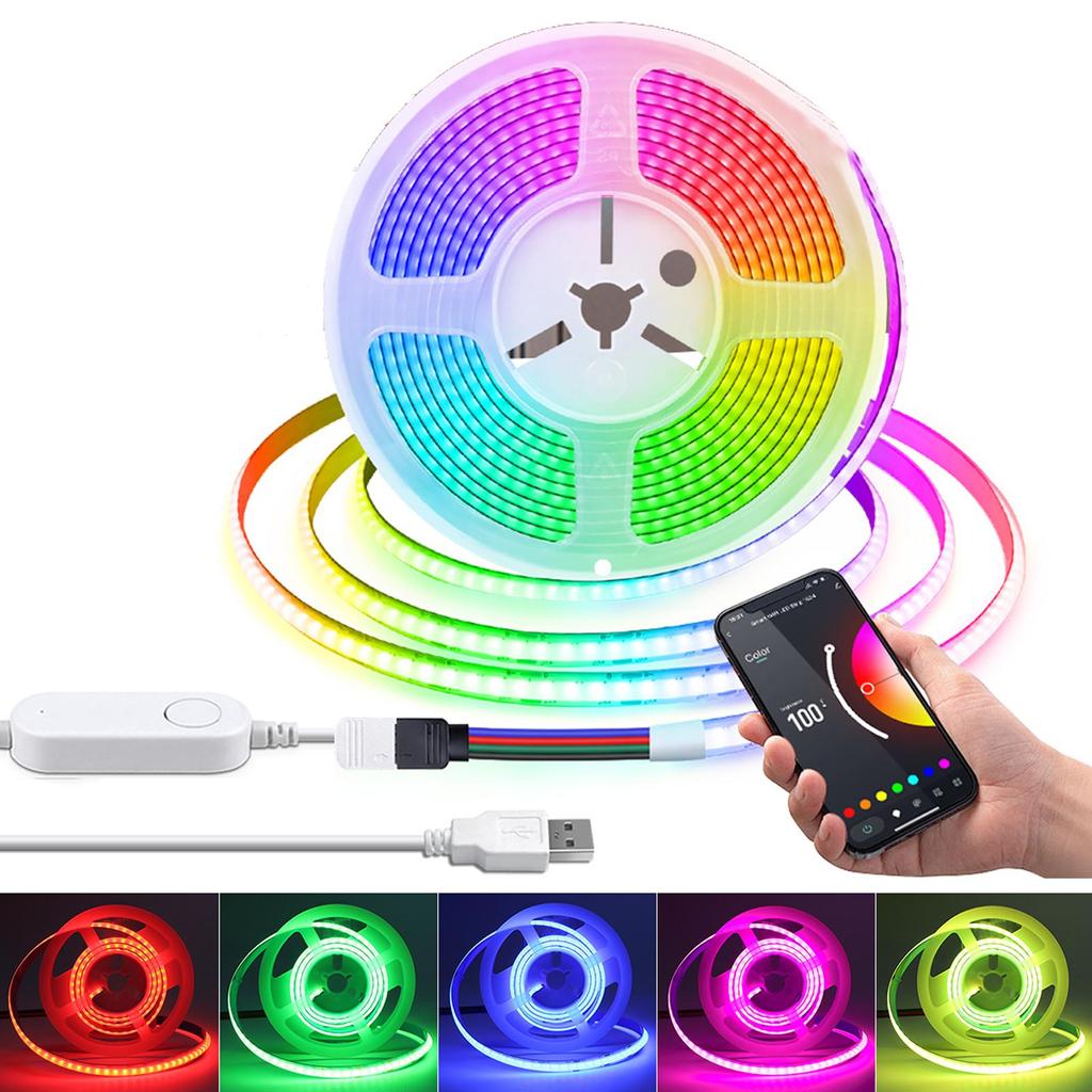 Benzi LED RGB COB WiFi Smart Tuya USB 5V 576LEDs/M Telecomandă Dimmabil Bandă LED Ribbon Iluminare de Fundal TV Decor Cameră Bucătărie