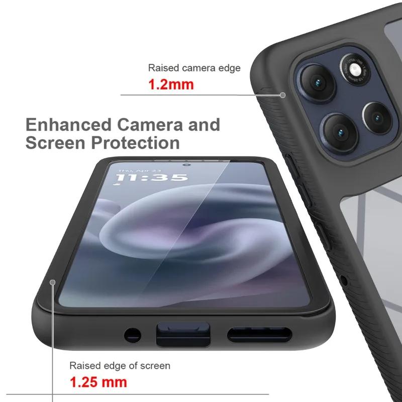 Soft TPU Frame Clear Case for Motorola G86 G56 G15 G05 G35 G55 G54 G84 G24 G14 G04S G53 G23 G13 Built in Screen Protector Cover