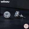 WOSTU Classic Round 2 CT D Color Moissanite Stud Wedding Earrings For Women 925 Sterling Silver Lab Diamond Engagement Jewelry