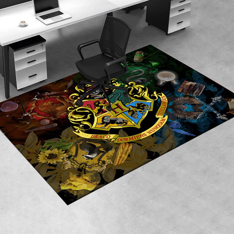 

Harry Potter Hogwarts Crest Wall Art Print Office Mat Home Decor Office Desk Chair Rugs Chair Carpet for office Chair Mat Gift For Halloween 60cm by 90cm