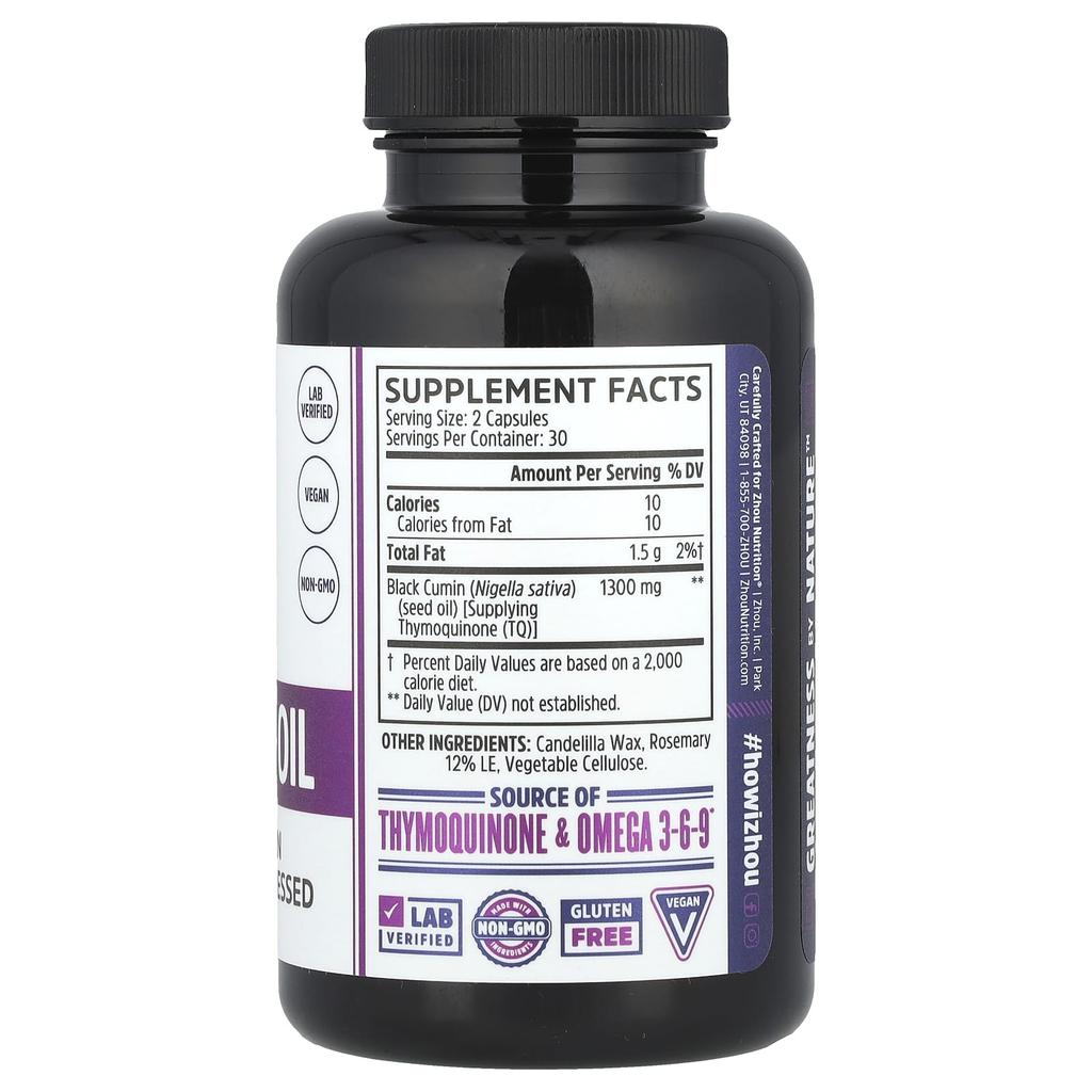 Black Seed Oil, Veggie Capsules 60