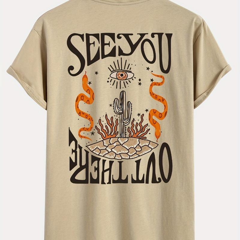 Herren Kaktus Bedrucktes Baumwoll-T-Shirt Sommer Neu Lässig Kurzarm Rundhals T-Shirt Mode Täglich Outdoor Herrenbekleidung