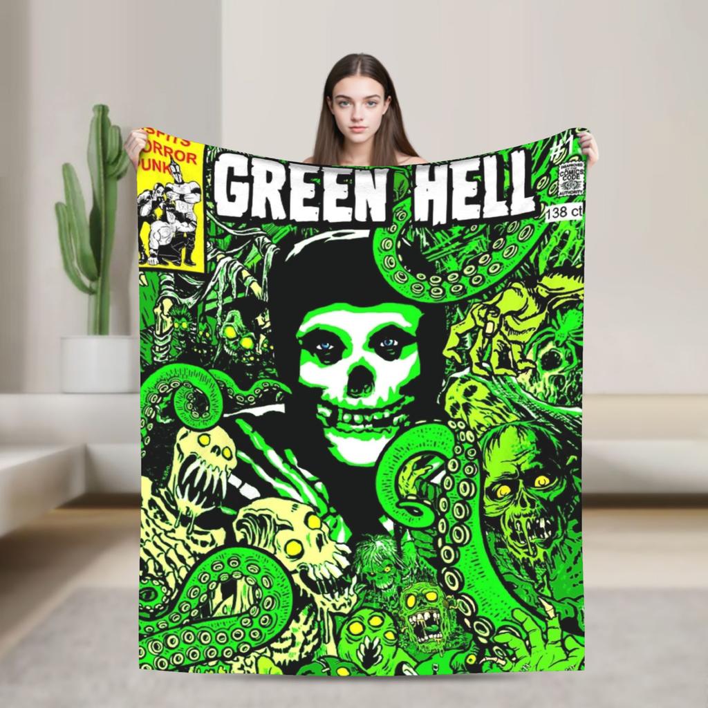 Misfits Green Hell Blankets Fleece Decoration Multi-function Super Warm Throw Blanket for Sofa Bedroom Bedspreads