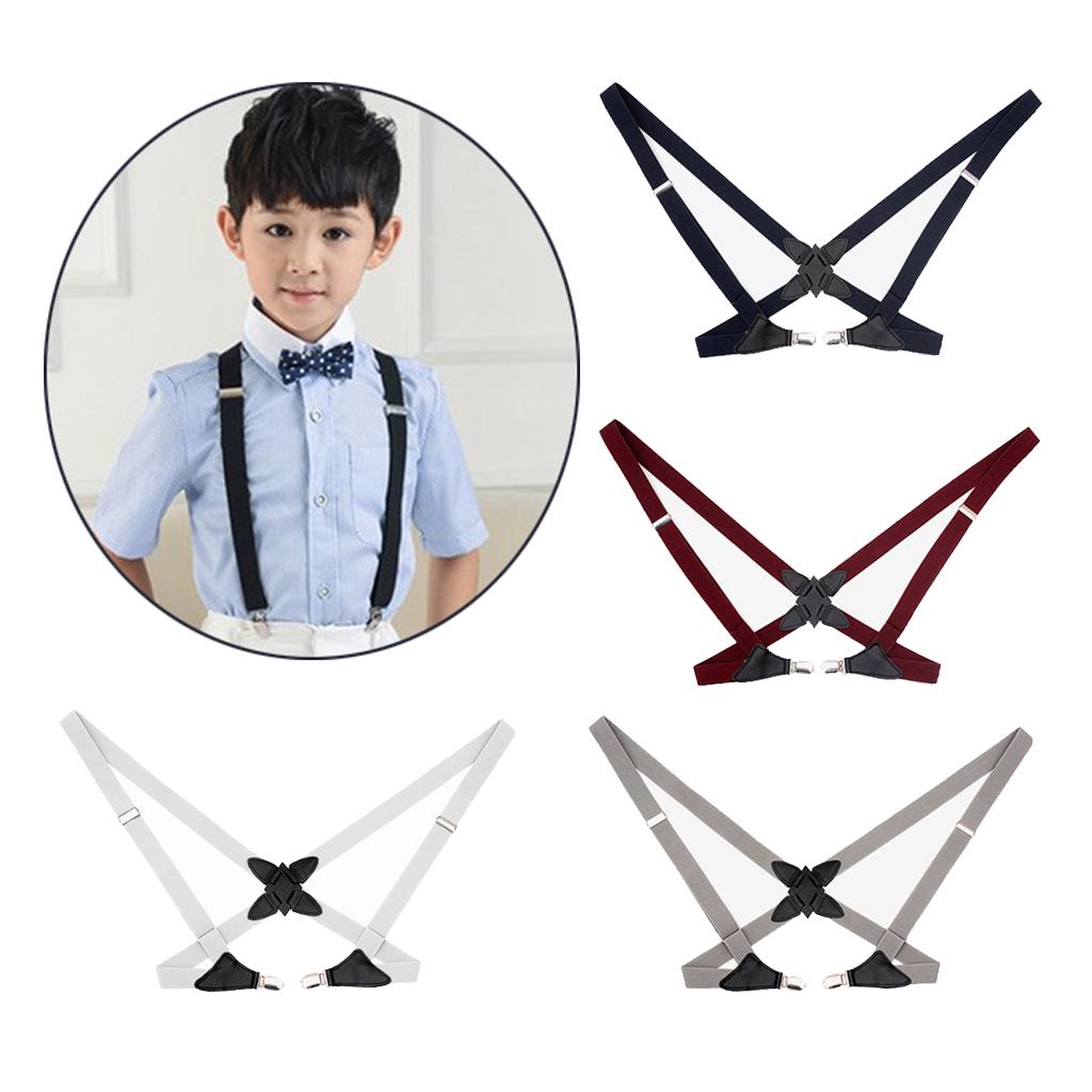 Fashion Men Women Adjustable Pants X-Back Suspenders with 4 Clips