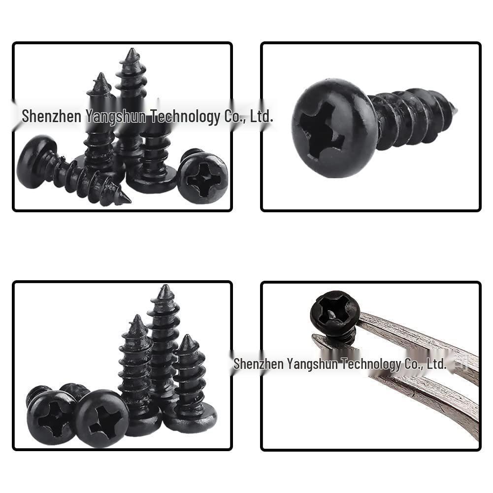 400pcs Black Carbon Steel Phillips Pan Head Self-Tapping Screws M2/M2.6 Set