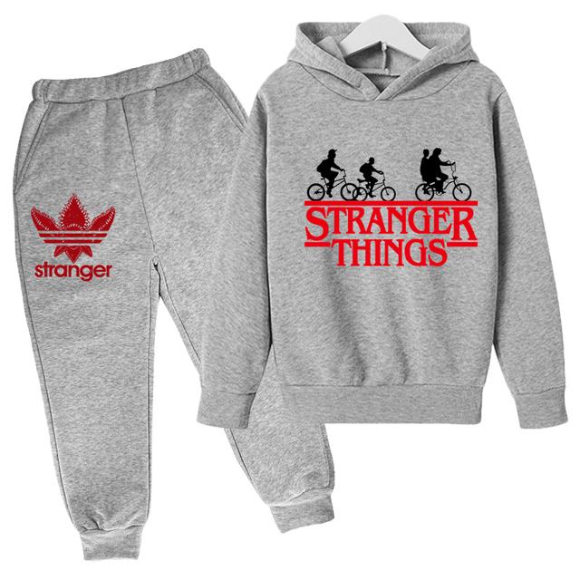 Set 2 pezzi Felpe+pantaloni per bambini Stranger Things 5 Felpe Set di abbigliamento Felpa Bambini Ragazzi Ragazze Set di vestiti Felpe Hellfire Club + Pantaloni Completi 7-8 Years