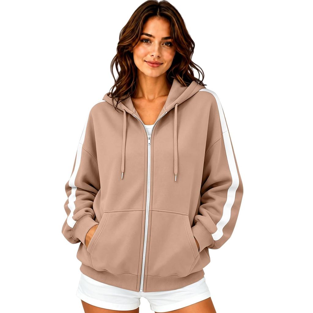 Women's Hooded Sweatshirt Long Sleeve Color Pullover with Pockets Casual Fall Fashion