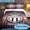 Custom Name Monaco Football Crest Bedding Set 3pcs, Bedding Set Including 1pc Duvet Cover And 2pcs Pillowcases for Bedroom, Dormitory Gift