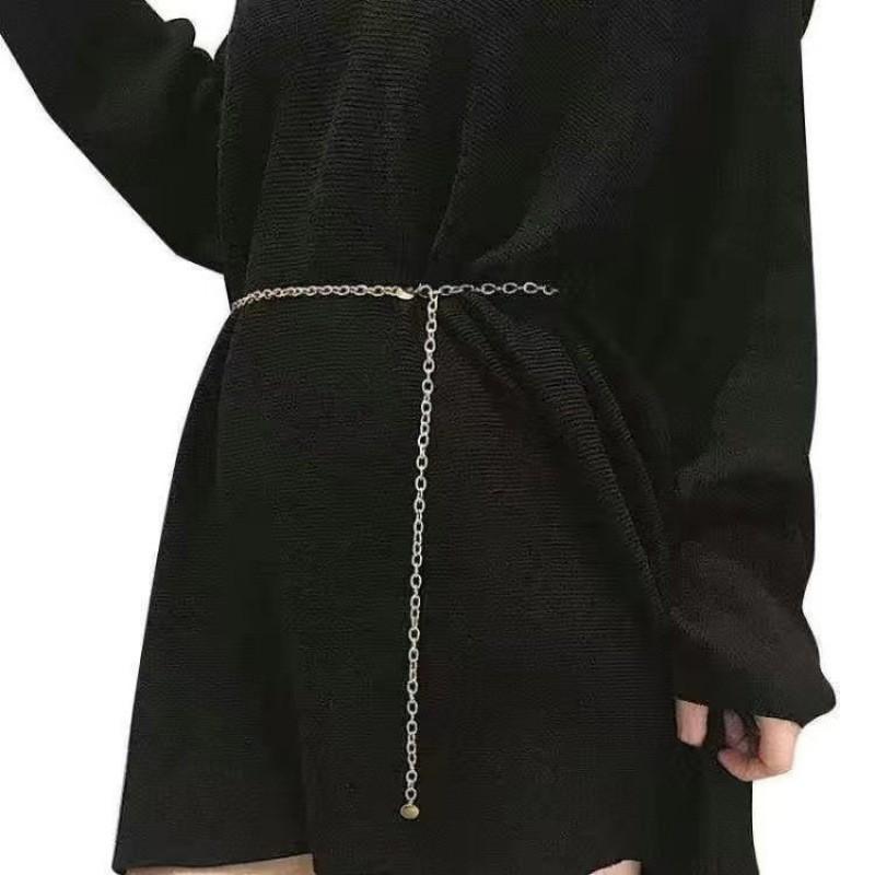 

Chic Simple Design Waist Chain Belt With Glittering Pearls For Elegant Summer Fashion Gold Chain