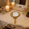 Vintage Handheld Makeup Mirror Round Portable European Twisted Rope Vanity Mirror For Dressing Room Travel Home Decor