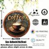 Retro Vintage Coffee Metal Wall Sign Round 8 Inch Rustic Aluminum Art Decor For Home Kitchen Living Room Bathroom
