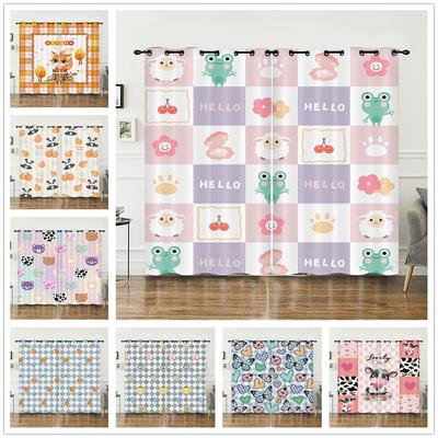 Curtain Cartoon Animal Plaid Blinds Digital Printing Blinding Curtains Punching