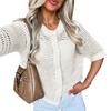 Damenbekleidung, Neue Styles, Französische Stil Oberteile, Rundhals, Ausgeschnitten, Gestrickte Shirts, Kurze Ärmel, Unifarbene, Strickjacken, Pullover, Oberteile