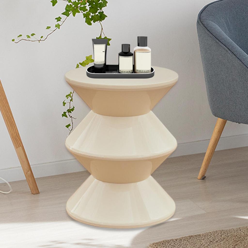 PP Hourglass Shape Stool As Bedside End Table, Space Efficient Entryway Bench