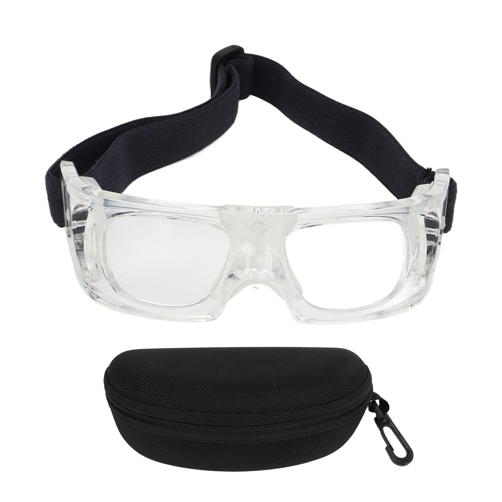 Lunettes de Sport Design Réglable Gratuit Monture Ajustée Courbée Matériau PC Résistant aux Impacts Lunettes de Basket-ball Protectrices pour Enfants blanc