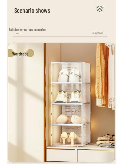 Transparent Foldable Shoe Storage Drawer: Space-Saving Plastic Shoe Organizer