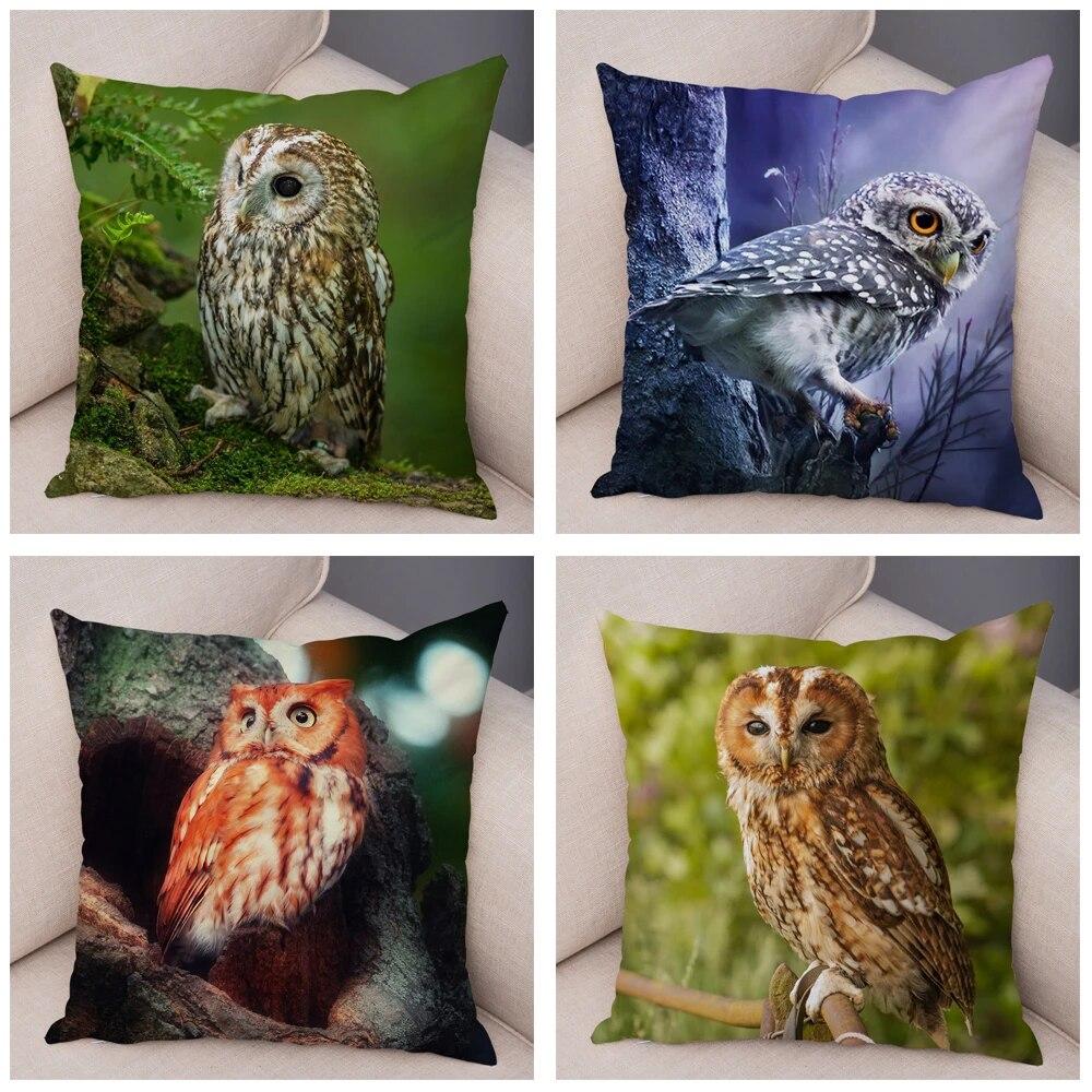 Cute Animal Pillowcase Wild Owl Cushion Cover Decorative Pillowcase Sofa Home Children's Room