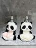 Creative Panda Lotion Bottle Dual Purpose Soap Box Two In One Shampoo Shower Gel Ceramic Press Split Bottle Soap Dispenser