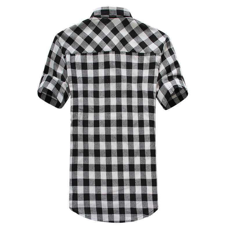 Red and Black Plaid Shirt Men Shirts   Summer Fashion Chemise Homme Mens Checkered Shirts Short Sleeve Shirt Men Blouse